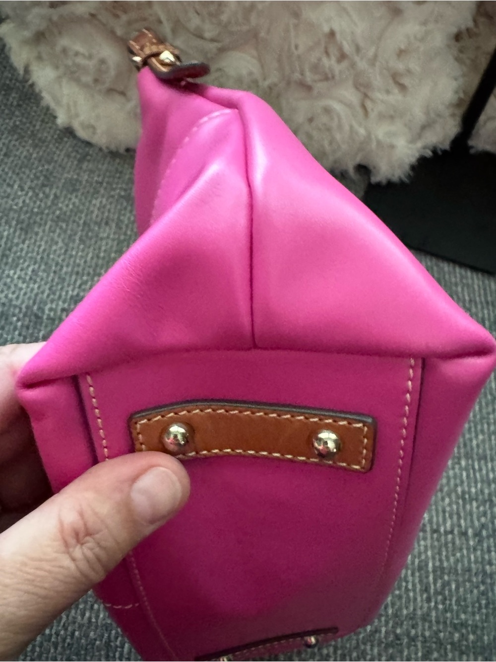 Dooney & Bourke Hot Pink Nylon Hobo Shoulder Bag | Leather Trim | Lightweight - Picture 6 of 9